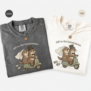 Funny Honeymoon Shirts Bride and Groom Matching Newlywed Tees, Just Married Otter Couple Wedding Gift, Honeymoon Vacation Outfit