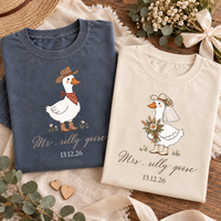 Matching Mr. & Mrs. Silly Goose Western Shirts, Western Bride and Groom Shirts, Country Wedding Honeymoon Tees