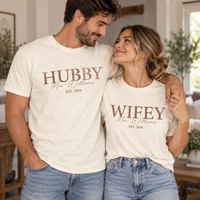 Personalized Wifey and Hubby Shirt, Matching Couple Shirts, Mr and Mrs Gift, Wedding Shirt