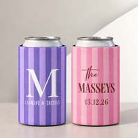 Personalized Monogram Wedding Can Coolers, Custom Monogram Drink Sleeves, Wedding Party Favors