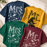 Personalized Wedding T-Shirts, Matching Mr & Mrs Shirts, Honeymoon Couple Tees, Bride & Groom Wedding Gift, Fantasy Couple Apparel