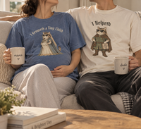 Funny Cat Pregnancy Couple Shirts for Expecting Parents, Medieval Cat Mom Dad Matching Tees, Pregnancy Announcement Gift