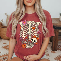 Skeleton Halloween Maternity Shirt, Funny Pregnancy Announcement Tee, Spooky New Mom-to-Be Baby Reveal Shirt