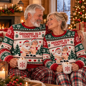 Personalized Growing Old Together Santa Sweater – Christmas Couples Gift