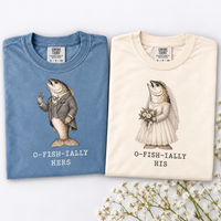 O-FISH-IALLY HIS and HERS fish wedding couple shirt mockup 3