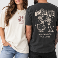 Custom ’Til Death Skeleton Couple Shirts – Wedding Date Matching Tees