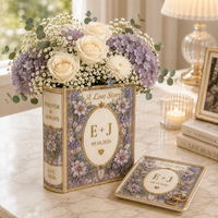 Personalized Floral Ceramic Book Vase, Custom Initials and Wedding Date, A Love Story Vase, Engagement, Wedding and  Anniversary Gift
