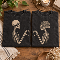 Personalized Till Death Do Us Part Skeleton Couple Shirts, Custom Wedding Date Bride Groom Tees, Gothic Newlywed Matching Shirts
