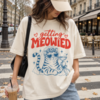 Getting Meowied Bride & Groom Matching Shirts, Funny Cat Wedding Couple Tees, Cat Lover Wedding Gift
