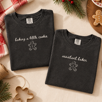 Baking A Little Cookie Comfort Colors Shirts – Christmas Pregnancy Couple Gift