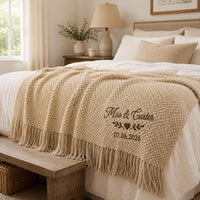 Personalized wedding throw blanket mockup 4