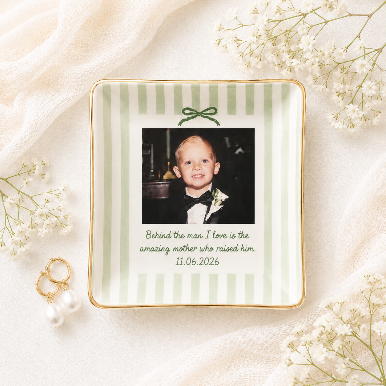 Custom Photo Jewelry Dish for Mom, Mother of the Bride or Groom Wedding Gift