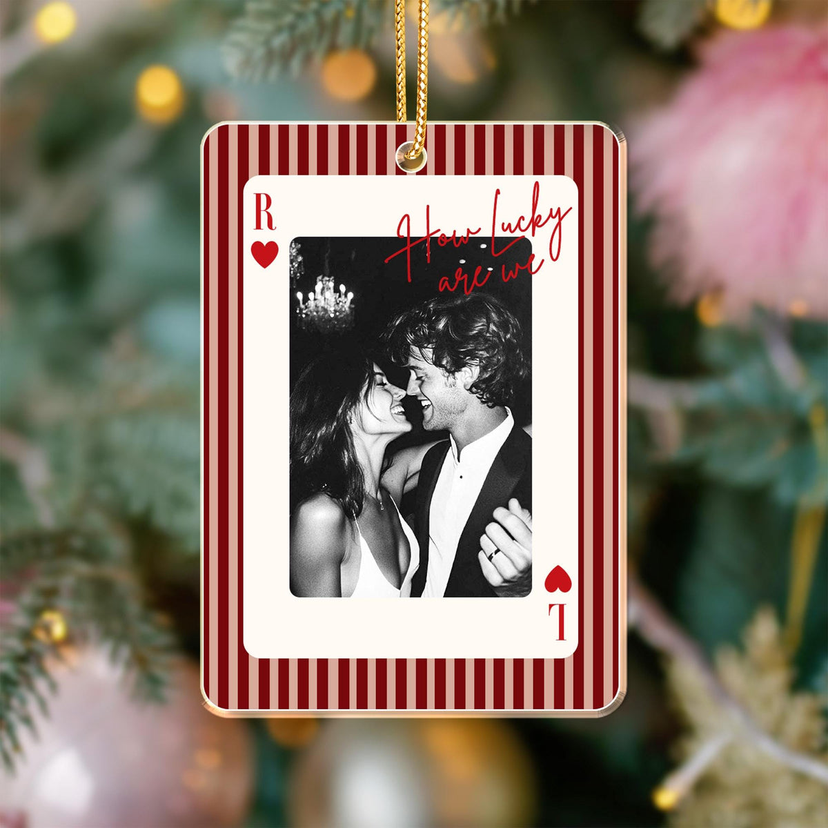 Personalized How Lucky Are We Photo Playing Card Ornament – Anniversary Gift image 4