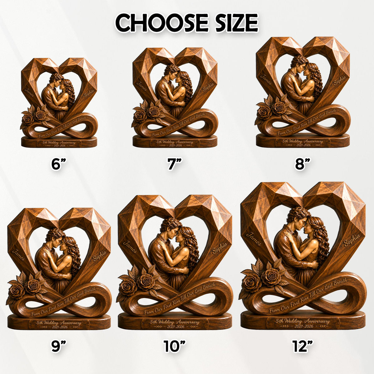 Personalized Couple Photo Infinity Heart Wooden Block, Custom Anniversary Gift image 4