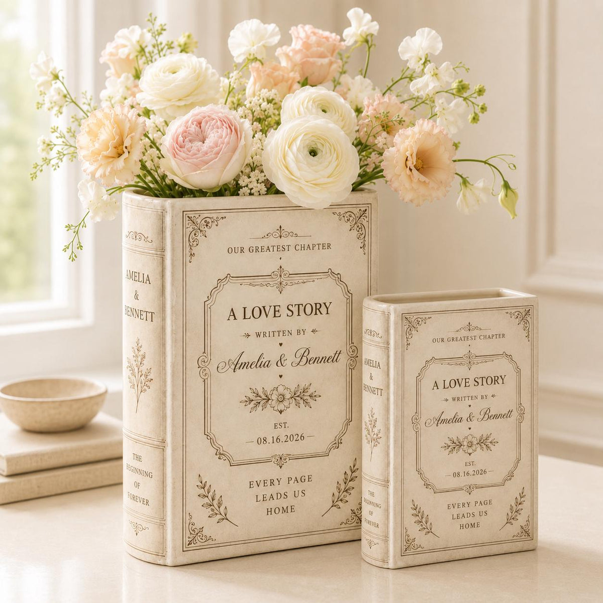 Personalized ceramic book vase A Love Story image 4