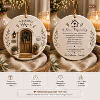 Personalized New Home Ornament: Custom Address, Family Name & Year Ceramic First Home Keepsake