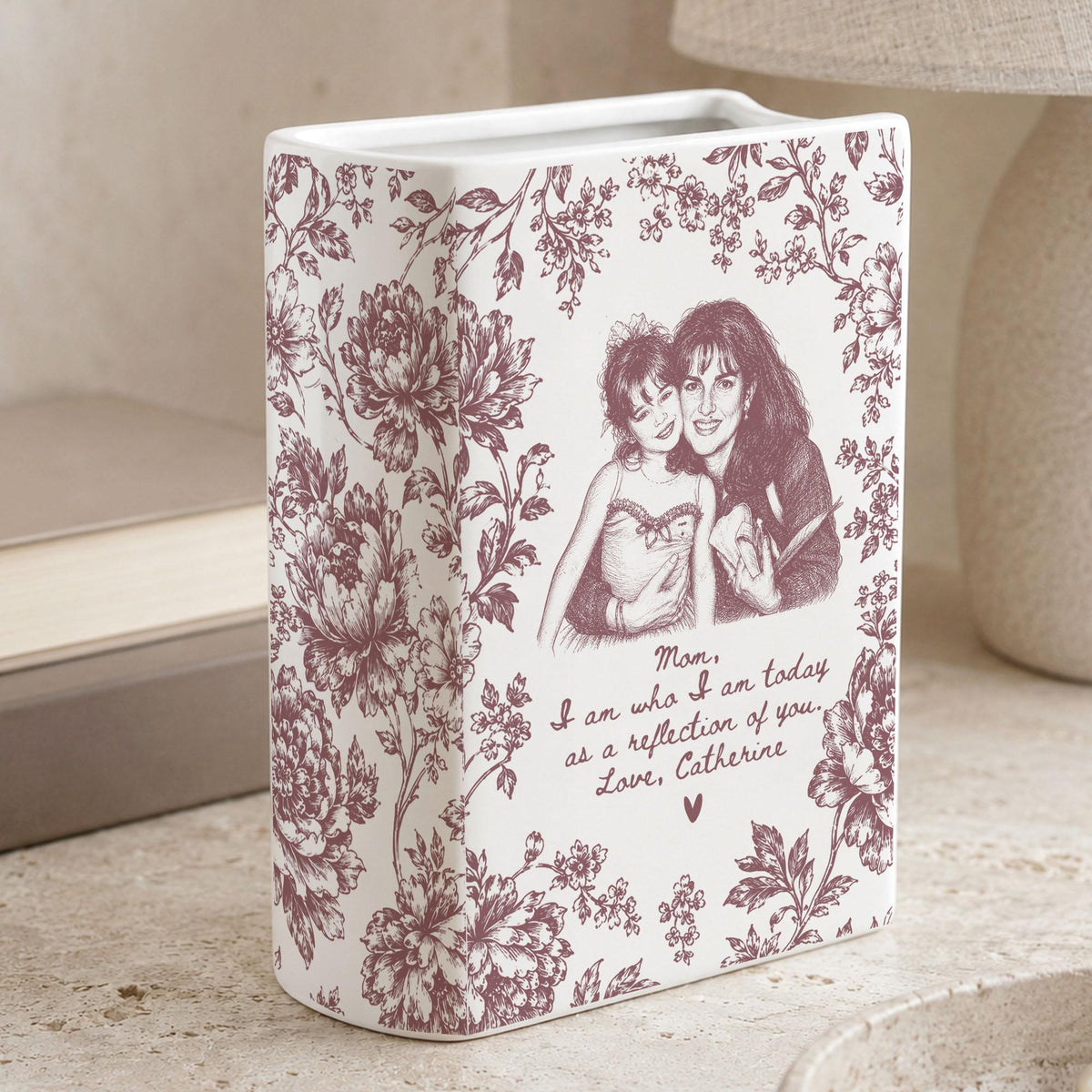 Personalized mother of the bride ceramic book vase image 4