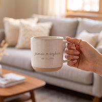 Personalized Couple Pottery Mugs with Names & Date - Wedding Gift for Newlyweds, Husband and Wife - Engagement & Anniversary Gift