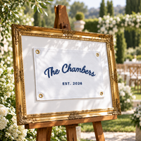 Custom Embroidered Last Name Pennant – Wedding Guest Book Alternative