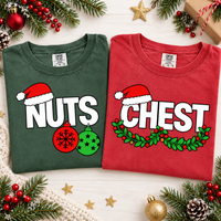 Nuts & Chest Christmas Couple Shirts – Funny Matching Holiday Gift