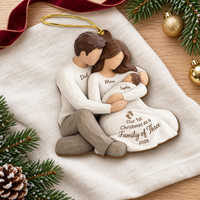 Personalized Family Of Three Hug Christmas Ornament – Baby's First Christmas