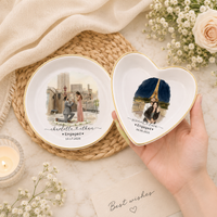 Custom Photo Engagement Ring Dish Holder, Personalized Couple Gift , Engagement Gift for Her