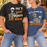 Beauty And Brains & My No Brainer Couple Shirts – Halloween Couple Gift