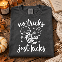 No Tricks Just Kicks Shirt – Spooky Pregnancy Announcement Tee