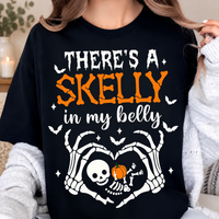 Skelly in My Belly Halloween Pregnancy Couple Shirts