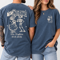 Custom ’Til Death Skeleton Couple Shirts – Wedding Date Matching Tees