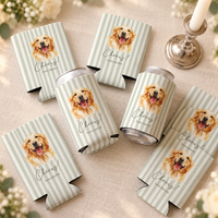 Personalized Pet Can Cooler, Custom Dog or Cat Wedding Favor, Bachelorette Party Drink Sleeve