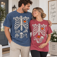 Food & Baby Skeleton Rib Cage Couple Shirts – Halloween Pregnancy Reveal