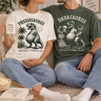 Funny Dinosaur Pregnancy Couple Shirts for Expecting Parents, Preggosaurus Dadasaurus Matching Tees, Pregnancy Announcement Gift