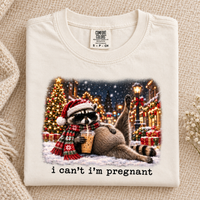 I Can’t I’m Pregnant Raccoon Shirt – Funny Christmas Mom To Be Tee