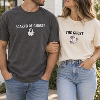Scared of Ghosts The Ghost Matching Couple Shirts, Funny Halloween Couple T-Shirts, Cute Spooky Ghost Tees, Couples Halloween Outfit