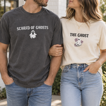 Scared of Ghosts The Ghost Matching Couple Shirts, Funny Halloween Couple T-Shirts, Cute Spooky Ghost Tees, Couples Halloween Outfit