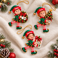 Personalized Baby Elf Photo Christmas Ornament – Baby's First Christmas