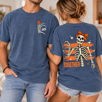 Matching Skeleton Better Together Couples Halloween Shirts - Custom Name Couple Tees