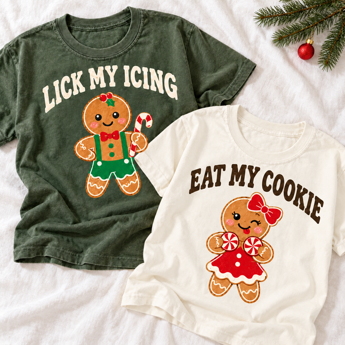 Lick My Icing & Eat My Cookie Comfort Colors Shirts – Christmas Couple Gift