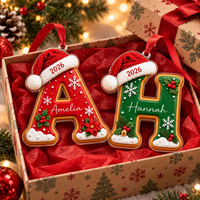 Personalized Gingerbread Letter Acrylic Ornament – Custom Name Christmas Gift