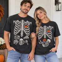 Food & Baby Skeleton Rib Cage Couple Shirts – Halloween Pregnancy Reveal