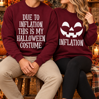 Funny Inflation Halloween Sweatshirt & Hoodie, Matching Couple Halloween Costume, Pumpkin Fall Hoodie