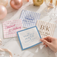 Personalized Wedding Napkins Decor, Custom Names & Date Cocktail Napkins, Bridal Shower and Wedding Reception Party Decor