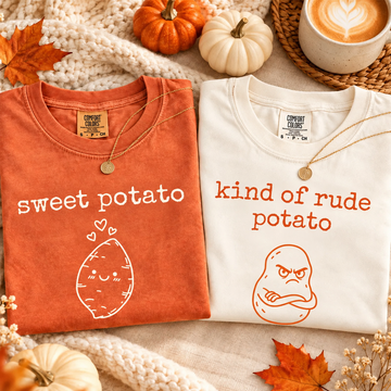 Sweet Potato & Rude Potato Comfort Colors Shirts – Thanksgiving Couple Gift
