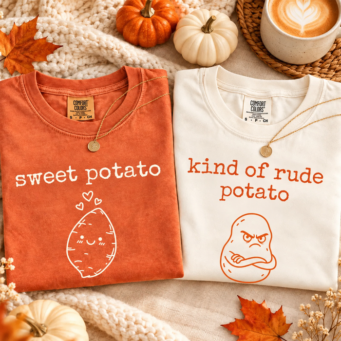 Sweet Potato & Rude Potato Comfort Colors Shirts – Thanksgiving Couple Gift
