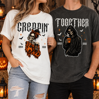 Personalized Creepin’ Together Couple Shirts, Custom Year Skeleton Halloween Tees, Matching Spooky Gift