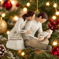 Personalized Family of Three Christmas Ornament – First Christmas With Baby