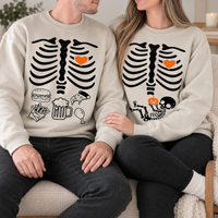 Halloween Skeleton Pregnancy Sweatshirt & Hoodie, Matching Couple Baby Announcement mockup 3