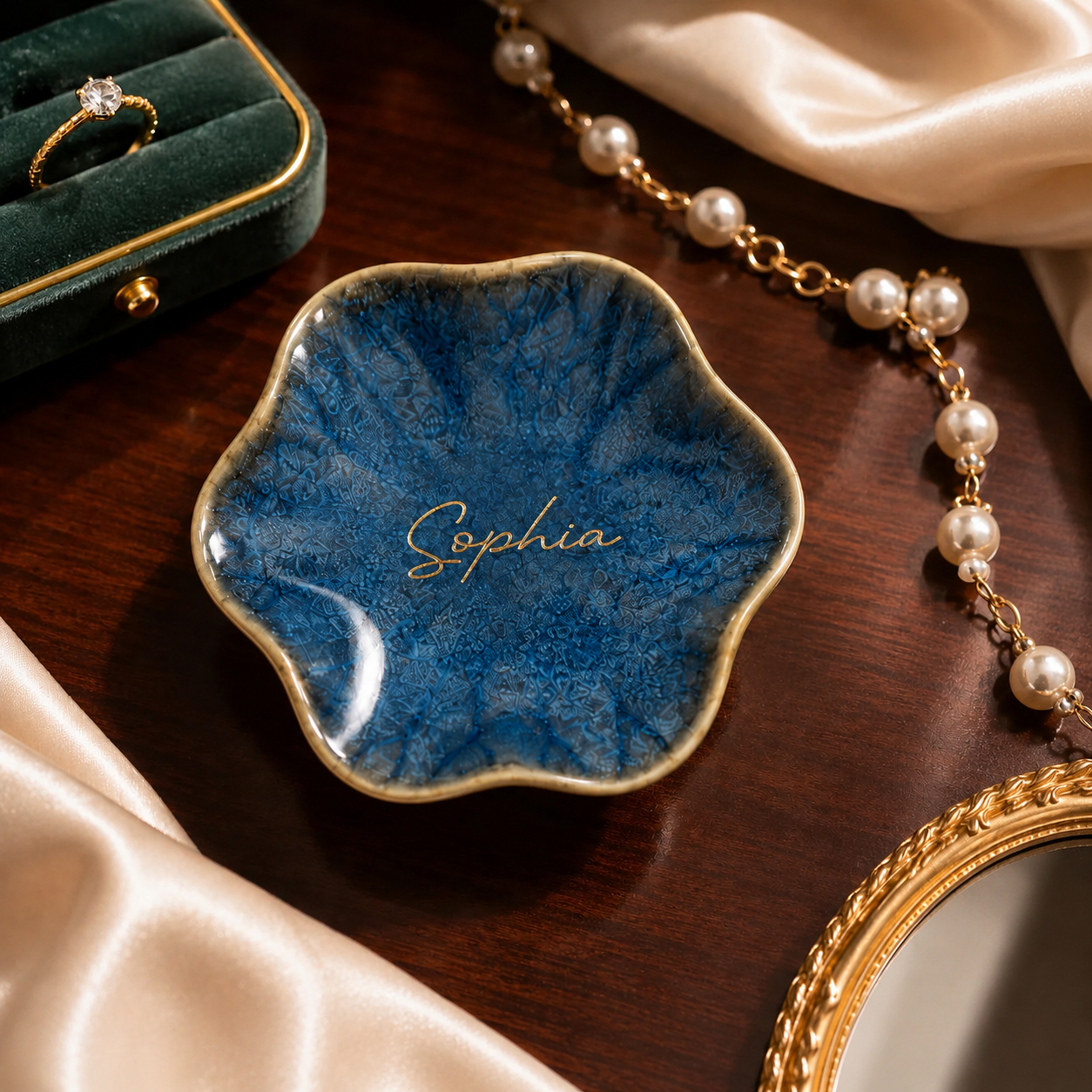 Personalized Ceramic Ring Dish, Custom Jewelry Tray with Gold Engraving, Wedding Ring Holder, Engagement Gift for Her, Mr and Mrs Gift