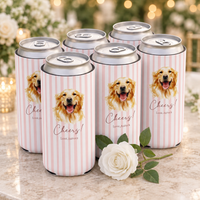 Personalized Pet Can Cooler, Custom Dog or Cat Wedding Favor, Bachelorette Party Drink Sleeve